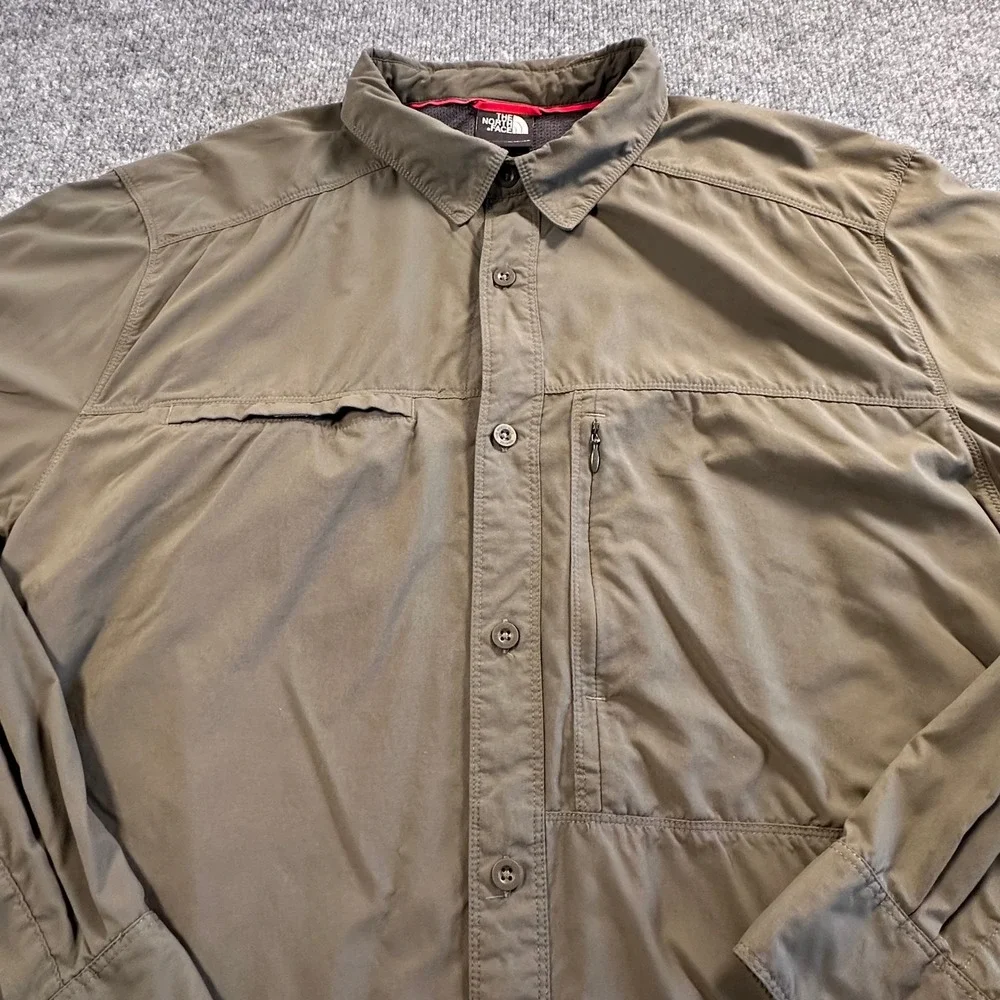 The North Face Shirt XL Olive‎ Green Vented Woven Button Down Hiking Outdoor